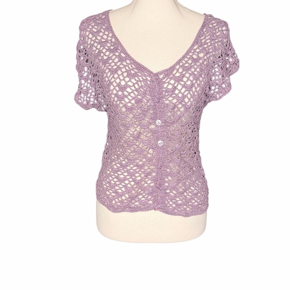 Handmade Tops - Lavender Crochet Women's Blouse